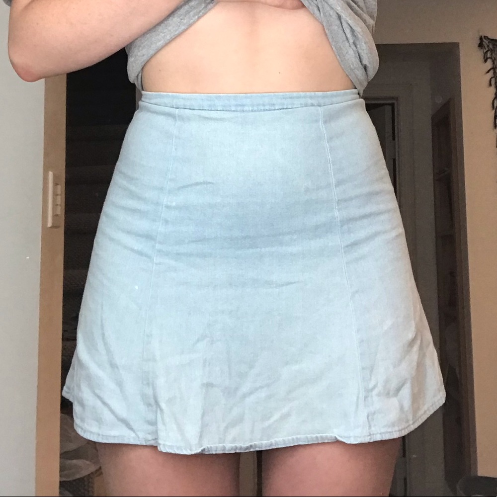American Apparel light wash denim skirt